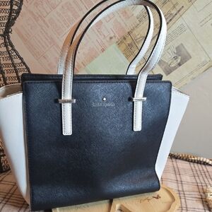 kate spade Black and White Saffiano Leather Tote
